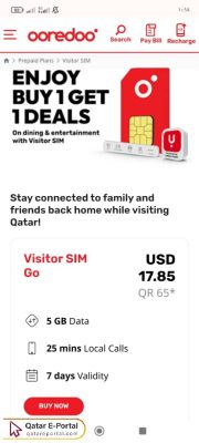 Steps to buy visitor Ooredoo SIM card in Qatar