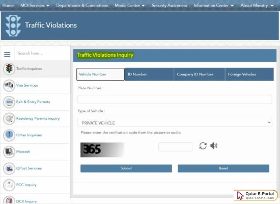 Steps to check Moi Qatar traffic violation by vehicle number online