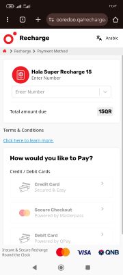 Steps to recharge Ooredoo Qatar online