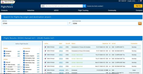 Qatar airways flight tracker live map