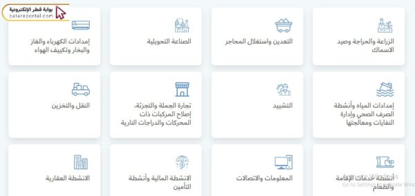 الأنشطة التجارية في السجل التجاري قطر