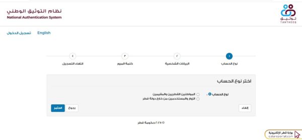 خطوات تفعيل حساب التوثيق الوطني